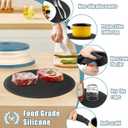 Large Microwave Splatter Cover & Silicone Mat,12 Inchs Vented Collapsible Guard dish Plate lid & Round Kitchen mat for food