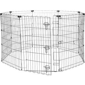 Amazon Basics Foldable Metal Exercise Dog Playpen, Indoor/Outdoor, Single Door, 8 Panels, 36 Inches, Medium, Black