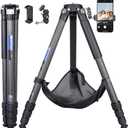 Compact Carbon Fiber Tripod with Stone Bag ARTCISE CT80C Heavy Duty Travel Camera Stand for Canon Sony Nikon DSLR Camcorder,Max Load 55lbs(Extra Gift:Stone Bag,CNC Magic arm, CNC Phone Clip)