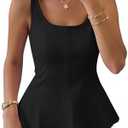 ZESICA Women's 2026 Summer Sleeveless Vest Top Square Neck Cute Casual Tank Tops Fitted Going Out Trendy Outfit M