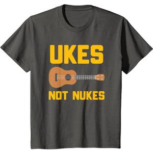 Funny Ukulele Shirt - Musician Gift - Ukes Not Nukes T-Shirt, XS Kids