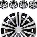 Hubcap Wheel Cover Replacement R15 Hub Caps Universal Wheel Rim Cover ABS Material Exterior Accessories Snap On Car Truck SUV -Set of 4 (15-Inch, Silver-Black)