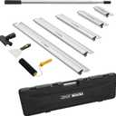 VEVOR Drywall Skimming Blade Set (10/16/24/32/40 inch) with 34-81.6 inch Extension Handle, Professional Stainless Steel Knife for Gyprock, WallBoard, and Plasterboard Skim Coating, With Extension Handle, 10"+16"+24"+32"+40" 