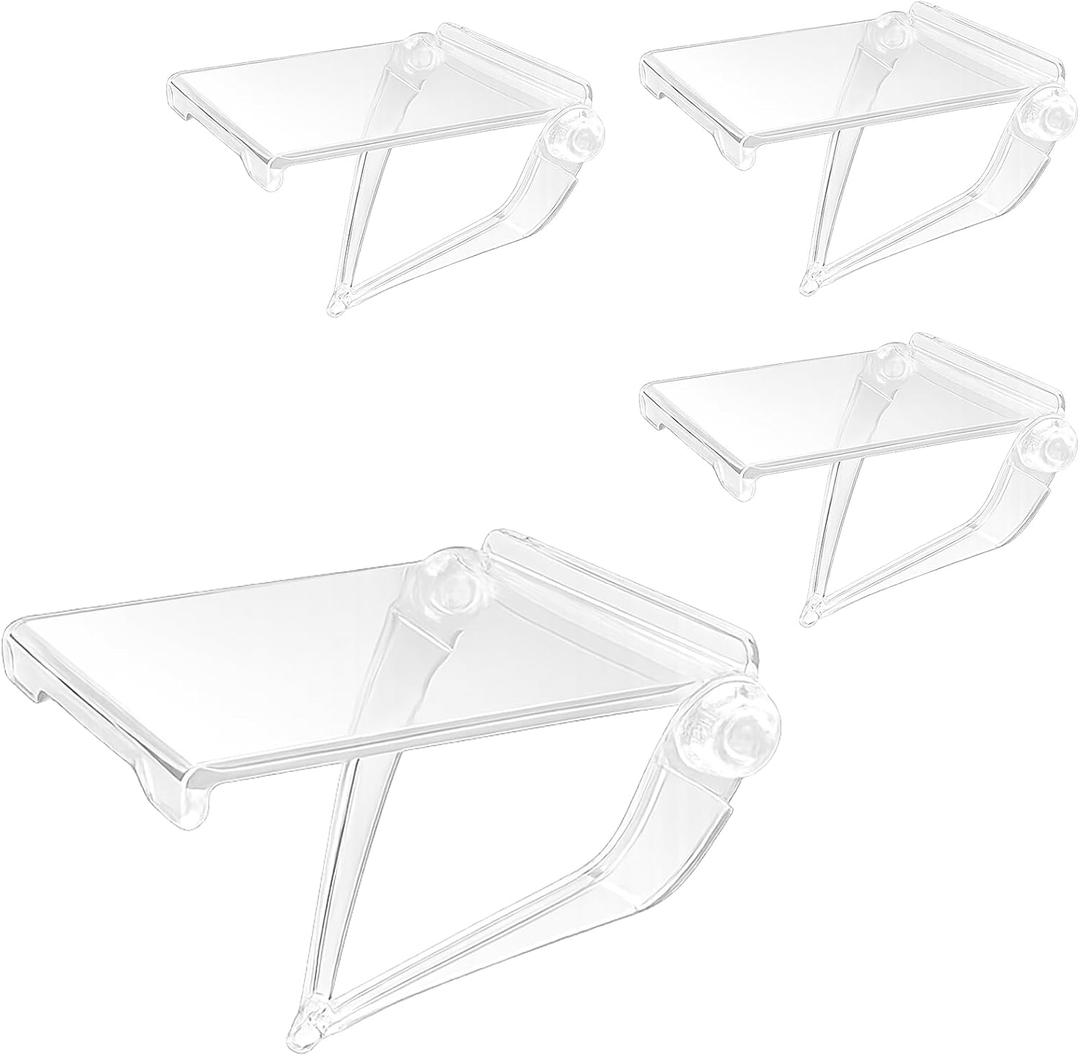 4PCs Acrylic Display Risers Stand Computer Monitor Clear Display Shelf Computer Screen Decor for Mini Figurine Home Office Desk Figures Organizer