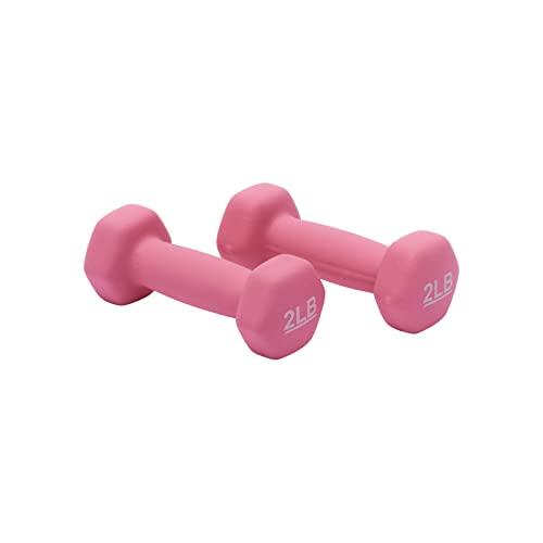 Amazon Basics Neoprene Dumbbell Hand Weights, 2 Pounds, Pair, Pink
