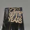 Bling Crystal Cheers To 15 Years Cake Topper - Best Keepsake 15th Birthday Or Anniversary Decor Party Decorations Gold
