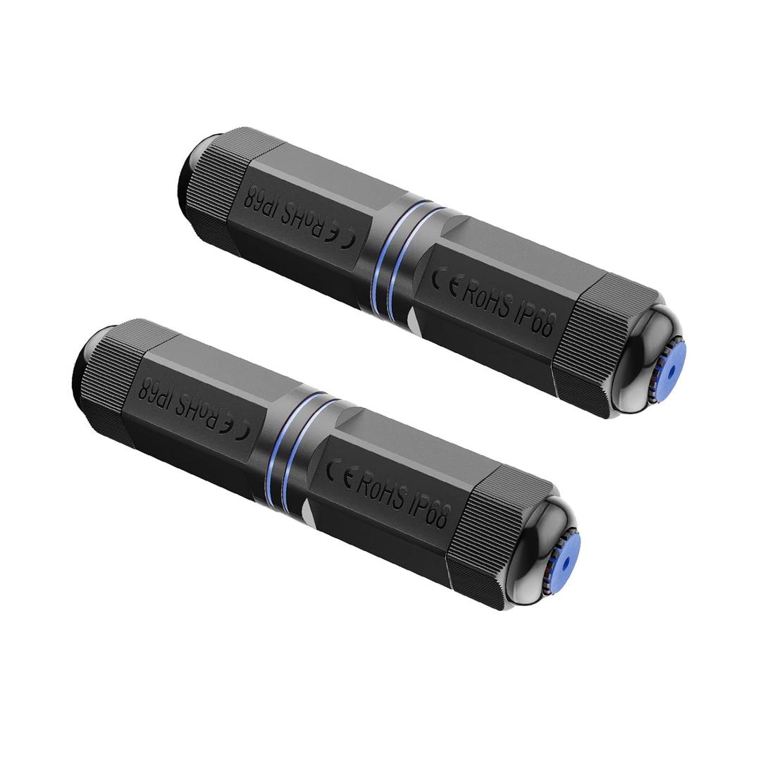 VCE Waterproof RJ45 Coupler IP68 (5.3 in), CAT6/CAT5E/CAT5 Female to Female Coupler Connector Shielded 8Pin for Outdoor Ethernet LAN Cable, 2 Pack