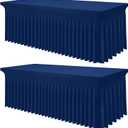 Smiry Spandex Tablecloth 2 Pack, Elastic Fitted Stretch Tablecloth for 6FT Rectangle Tables, Waterproof Washable Table Cover Skirt for Outdoor, Wedding, Banquet & Parties (Navy, 72Lx30Wx30H Inch)