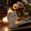 INLOMEM Praying Angel Figurine, Sculpted Hand-Painted Figurine, Angel Wings Statue for Home Decor or Garden, First Communion Gifts for Girls, Religious Gifts for Women (Granite)