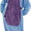 2 x Adult Onesie Pajamas Unisex Animal One-Piece Cartoon Costume Cosplay Homewear Sleepwear Partywear For Men Women (Blue, M)