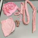 Gwabee No Heat Overnight Curl Headband, 70" Soft Ribbon Curl Wrap for Long Hair - 9 PCS Rods Set with Bonnet, Pink