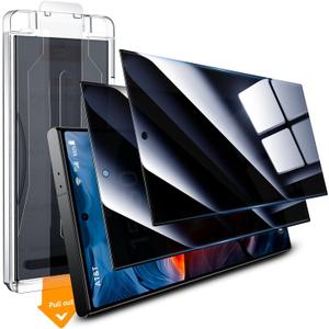 UniqueMe for Samsung Galaxy S24 Ultra Privacy Screen Protector, [Automatic Sticking] 9H Full Coverage S24 Ultra Screen Tempered Glass Anti-Spy Bubble Free Case Friendly - 2 Pack