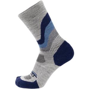 GRIP6 Crew Socks - Merino Wool Socks Made in the USA, Lightweight Wool Hiking Socks, Crew Socks for Men and Women (Large, Overland Blue W (1-pack))