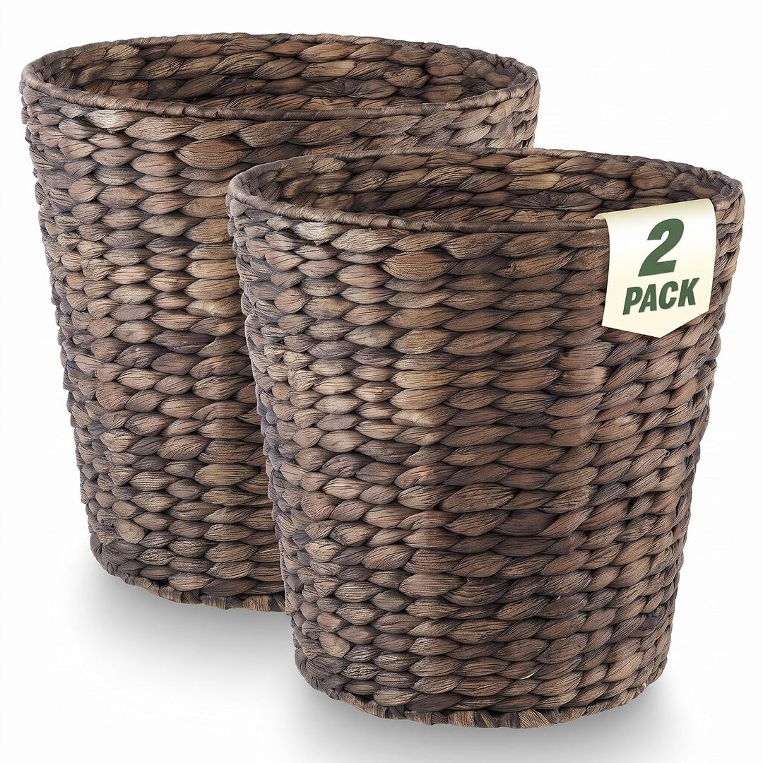 84ECO 2-Pack 3-Gallon Black Wicker Trash Can for Bathroom