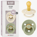 Bibs Colour Pacifier 2-Pack | BPA Free Soother, Round Nipple. Natural Rubber Latex
