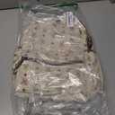Corduroy Teddy Bear Pattern Mini Backpack, Cream, Zipper Closure, Adjustable Shoulder Straps