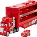 Mattel Disney Pixar Cars Mini Mack Racers Hauler & 1 Toy Car, Transporter Truck Holds 18 Minis, Collectible Set
