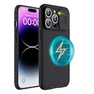 Hitaoyou iPhone 13 pro Case with Camera Cover,Magnetic Case for iPhone 13 pro 6.1" [Support Magsafe Charger], Slim Fit Thin Polycarbonate Protective Shockproof Cover with Slide Camera Cover Black