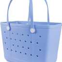 Beach Bag X Large Rubber Beach Tote Bag, Waterproof Washable Open for Women Croc Bag Hand Bag for Beach Pool Yoga (Larg-lake Blue)