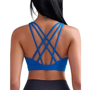 RUNNING GIRL Sports Bras for Women, Medium-High Impact Running Strappy Sports Bra with Removable Pads, Size: XL