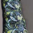 Pillow Perfect Paisley Indoor/Outdoor 1 Piece Split Back Round Corner Chair Seat Cushion with Ties, Deep Seat, Weather, and Fade Resistant, 32" x 16", Blue/Green Pretty