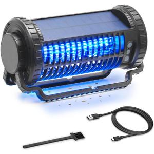 Solar Bug Zapper Indoor & Outdoor, 3 in 1 Portable Electric Mosquito Zappers, Rechargeable Fly Zapper with 4000mAh Battery, Waterproof, LED Light, Sensor Control for Home, Patio, Backyard, Camping