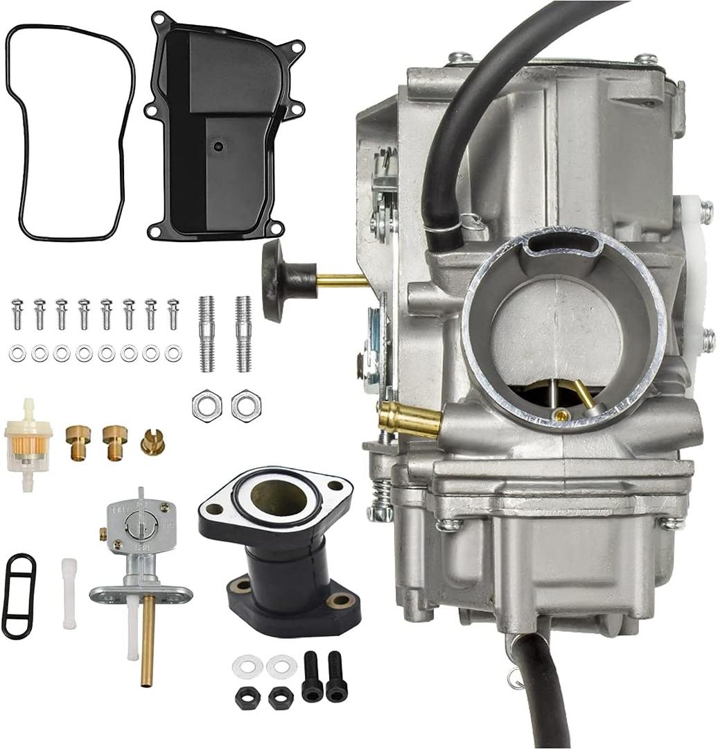 LSSM YFM350 Carburetor For Yamaha 1987-1998 Big Bear 350 1987-1995 Moto-4 350 YFM 350 1996-1998 Kodiak 400 YFM400 ATV Carb with Intake Manifold and Fuel Valve Switch, (LT-YFM350 002)