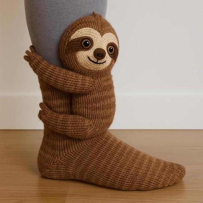 3D Knit Animal Socks, Sloth Socks, Cute Christmas Sock Funny Novelty Sock for Women, Warm Fleece Cosy Thick Non Slip Floor Sock for Adults Kids, 2026 New 3D Animal Figures, Christmas Gifts