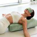 3 in 1 Yoga Bolster Pillow Set for Relaxation & Meditation, Premium Rectangular Velvet Cushion with Carrying Bag & Weighted Lavender Eye Pillow, Supportive Foam for Back Support & Stretching