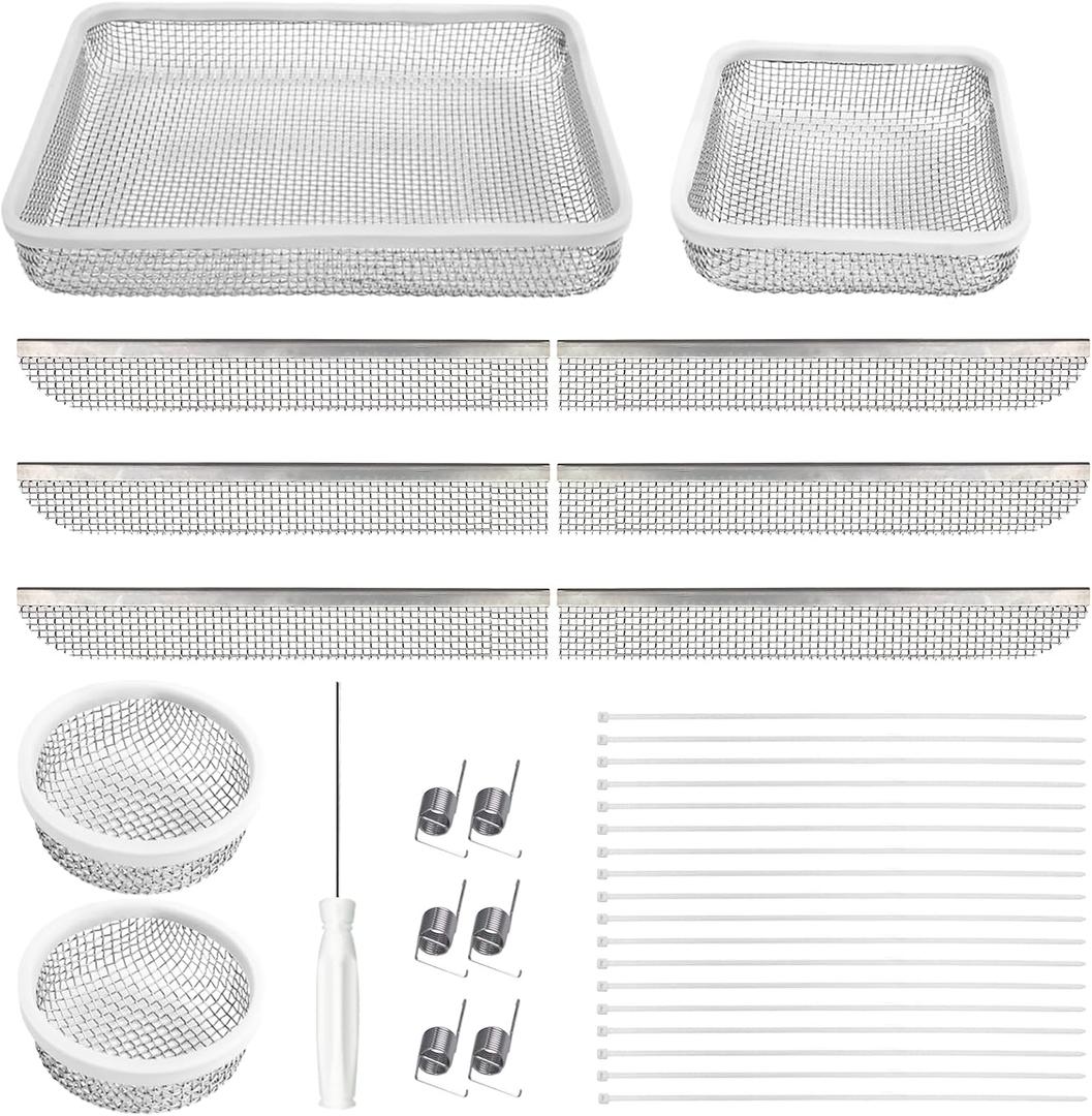 Eazy2hD 10 Pack Flying Insect Screen for RV Refrigerator and Furnace Vents - Stainless Steel Mesh With Installation Tool and Silicone Rubber for Camper Vent, Silver