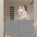 Miumoon 59 inch Retractable Baby Gates 34 inch Tall, Retractable Gate with Reinforced Strip Design to Prevent Crawling Through, 5 FT Retractable Dog Gate for Stairs, Doorways, Hallways, Indoor/Outdoor