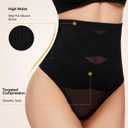SIMIYA Thong Shapewear Tummy Control for Women High Waist Stay-Put Body Shaper Girdle Compression Stomach Shapewear Thong (Black, M)
