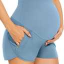 PACBREEZE Women's Maternity Shorts Over Belly Quick Dry Workout Athletic Running Shorts with Zipper Pockets M