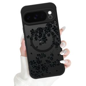 OOK Magnetic Case Fit for Google Pixel 10 Pro 6.3 Inch, Black Floral