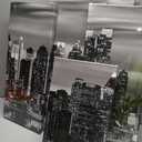 LevvArts Huge 7 Pieces New York City Canvas Wall Art Manhattan Skyline Night View Picture Painting Modern Black and White City Poster Prints for Home Office Living Room Wall Decoration (Black)