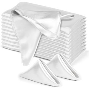 2 x 10 Pack Satin Cloth Napkins, White, 17"x17" Square Shiny & Luxurious Silk-Like Finish, Thin & Lightweight for Elegant Dining, Wrinkle-Free, Washable & Reusable for Wedding, Party, Restaurant