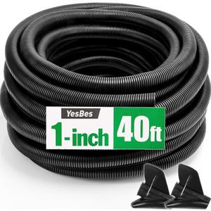 40 FT Wire Loom 1 Inch, Split Wire Loom Tubing Wire Conduit, Wire Protector Tubing  Black