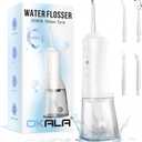 Water Dental Flosser - Portable Cordless Oral Irrigator 300ML, Rechargeable IPX7 Waterproof Irrigation Cleaner for Teeth Cleaning & Flossing, Travel & Home Use (Pearl White)