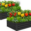 Meberam 2 Pack 6x3x1FT Galvanized Raised Garden Beds Kit Outdoor Metal Gardening Planter Box for Vegetable Elevated Flower Herbs,Black