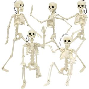 CAMIRUS 5PACK Halloween Skeleton Decorations, 16" Full Body Mini Skeletons with Poseable Joints for Yard, Garden, Lawn, Patio, Party Favors & Decor, 5pcs