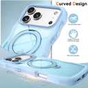 for iPhone 17 Pro Max Case with 360 Magnetic Stand, Clear Glitter Cute Curly Wave iPhone 17 Pro Max Phone Case Compatible with MagSafe, Ring Kickstand Shockproof Cover for Women Men,Blue