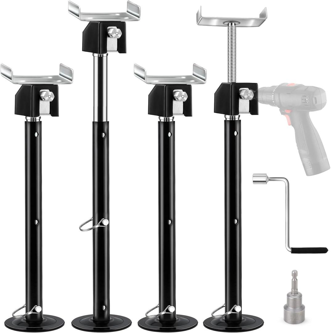 Kohree RV Slide Out Support Jacks (4PCS), Up to 20,000lb Heavy Duty Camper Support Jacks, Adjust from 20"-49" by Power Drill or Hand Crank Handle for Camper Trailer 5th wheel and Class A RV Slide Outs