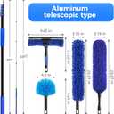 wlich 26ft High Reach Duster Kit, Aluminum 5-20ft Fan & Window Cleaner Set, Versatile Dusting Set with 5 Replaceable Heads for Cleaning Fans, Windows, and Hard-to-Reach Areas Outdoors Without Ladder
