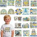 Dazoratix DTF Transfers Ready to Press - 20 Sheets World Down Syndrome Day Awareness Heat Patches Blue Yellow Ribbon Socks Stickers Vinyl for T Shirts Clothing Clothes Pillow Bag DIY Crafts Decoration