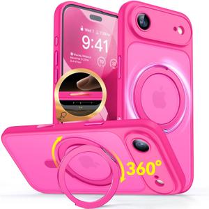 CANSHN Magnetic for iPhone Air Case with 360° Spin Stand, Hot Pink