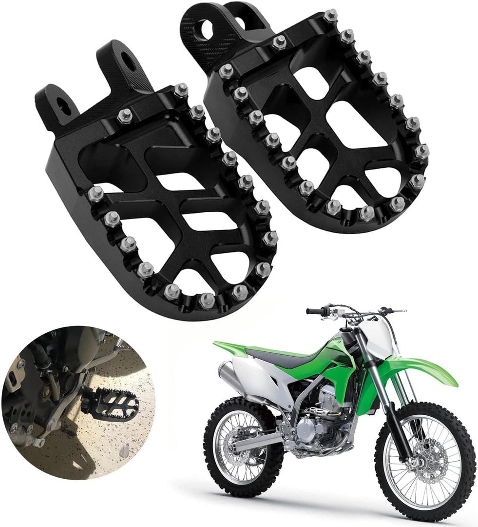 AnXin Foot Pegs Footpegs Footrests Foot for KLX300 KLX300R KLX300SM 97-07 20-24 KLX250 06-20 KLX250S 09-14 KLX250R 94-96 KLX650 93-96 Dirt Bike Black