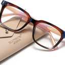 Madison Avenue Trendy Sqaure Blue Light Blocking Glasses for Women with Case, Stylish Anti Glare Glasses for Computer (Tortoiseshell)