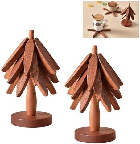 Amazon.com: Walnut Tree Table Mat,Wooden Table Mat Tree,Foldable Trivets for Hot Dishes,Non-Slip Heat Insulated Folding Wood Table Plate Mat (Walnut+Wood): Home & Kitchen