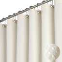 Dynamene Extra Wide Shower Curtain-108 Inch Wide Waffle Weave Weighted Thick Cloth Bathroom Shower Curtain, Neutral Heavy Duty Hotel Bath Curtain Set with 18 Plastic Hooks,108x72, Cream/Ivory (108"W x 72"L (Pack of 1))