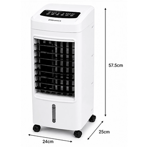 4-in-1 Evaporative Air Cooler with Timer, Fan and Humidifier, Sleep Mode, Remote Control, Digital 3 Speed Settings, 4 Litre Water Tank, Portable 75W with 4 x Ice Packs - White